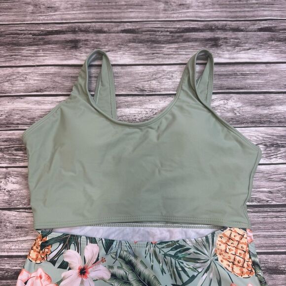 Unbranded Women's One Piece Bathing Swim Suit S SM Small Cutout Tropical Green - Picture 6 of 13
